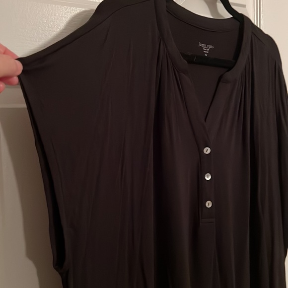 Joan Vass Women’s Plus Size Cap Sleeve Top in Black in 2X - Picture 7 of 9
